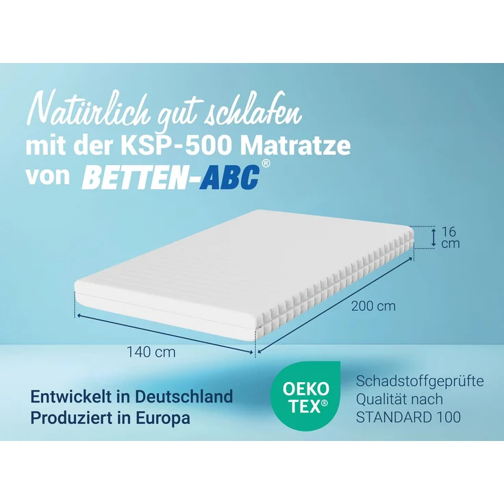 Matratze KSP-500 - Das Original - 7-Zonen- Kaltschaummatratze mit waschbaren Klimafaserbezug, Größe: 140x200, Härtegrad: H2 – Bild 2