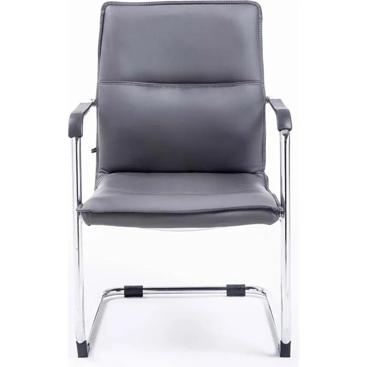 DELUKE® 2er Set Besucherstuhl SEATTLE - 92x56x60cm, Grau Kunstleder Metall in Chromoptik Gestell Konferenzstuhl Wartezimmerstuhl – Bild 2