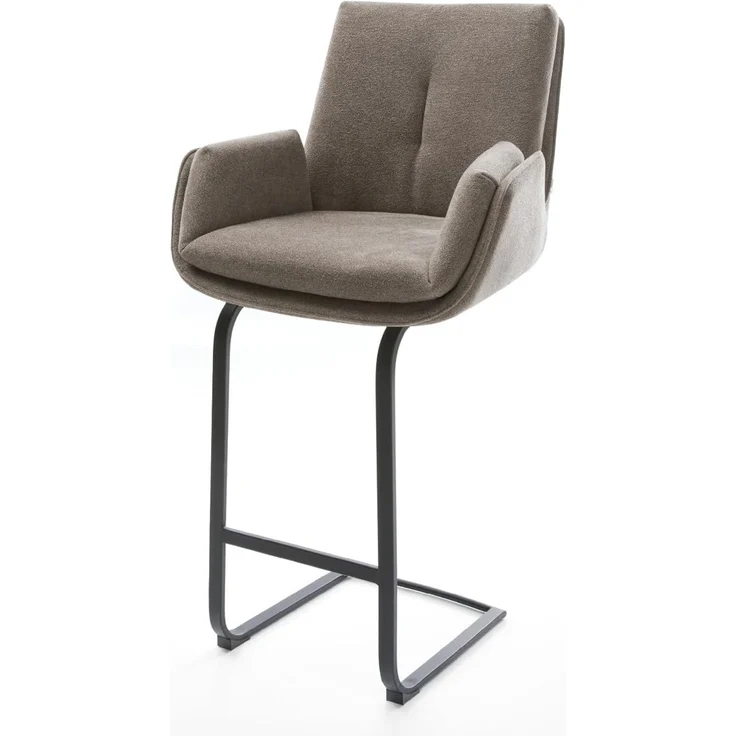 Barstuhl Clea-Flex Strukturstoff Soft Taupe Freischwinger Flach Metall Schwarz – Bild 2