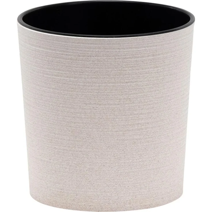 Pflanzgefäß LOCON GROOVE, creme Rillenoptik, Rillenoptik, Ø 25 x 25,5 cm Kunststoffgefäß mit Holzfaseranteil und Einsatz – Bild 1