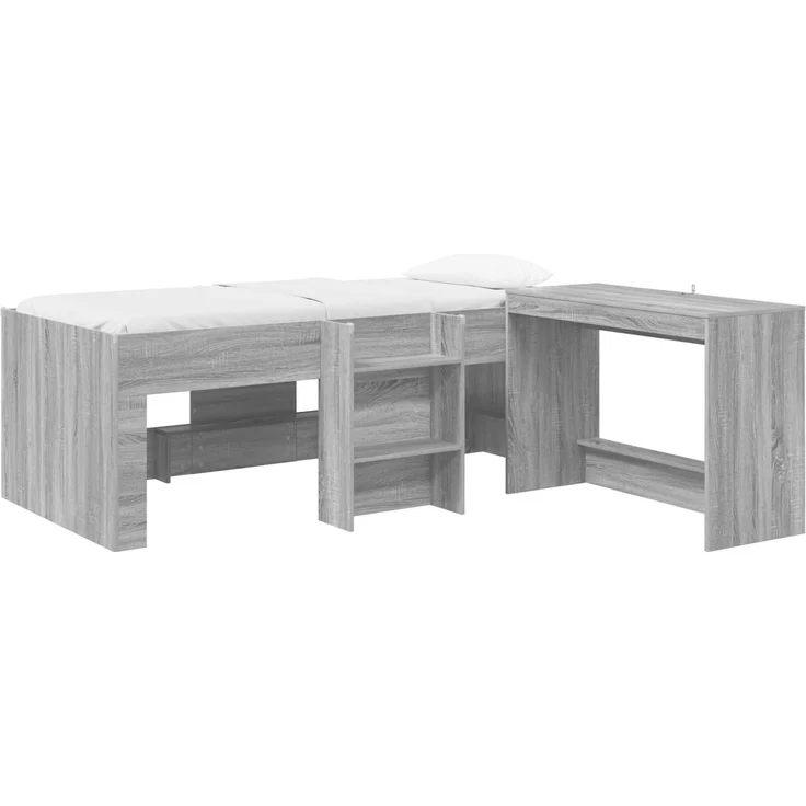 vidaXL Hochbett mit Schreibtisch für Kinder 2 stk. Sonoma-Grau 3423475 – Bild 2