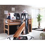 Spielbett Eliyas mit Rutsche und Textilset Vorhang, 1-er Tunnel, Turm und Tasche