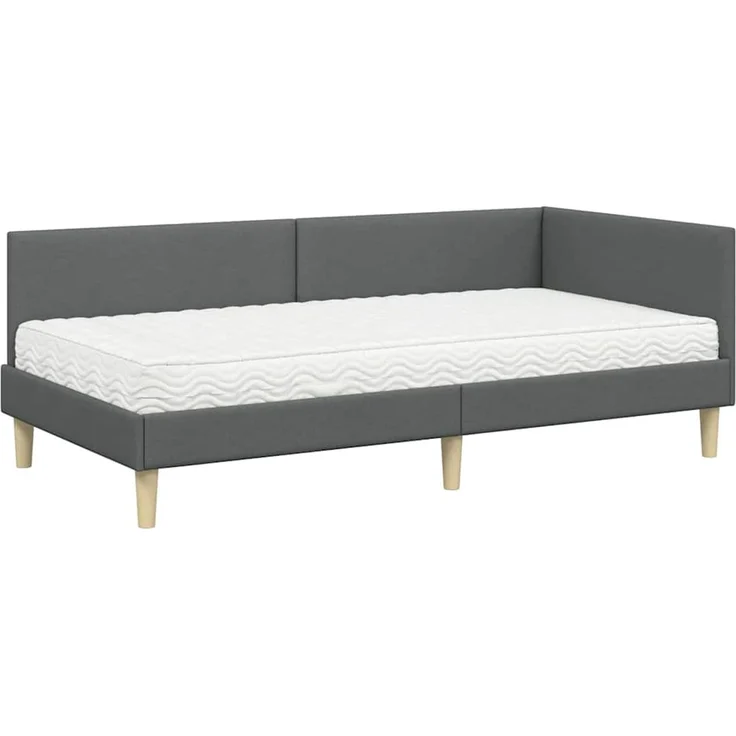 vidaXL Eckbettgestell mit Matratze 2 stk. Dunkelgrau 100 x 200 cm 3393750 – Bild 4