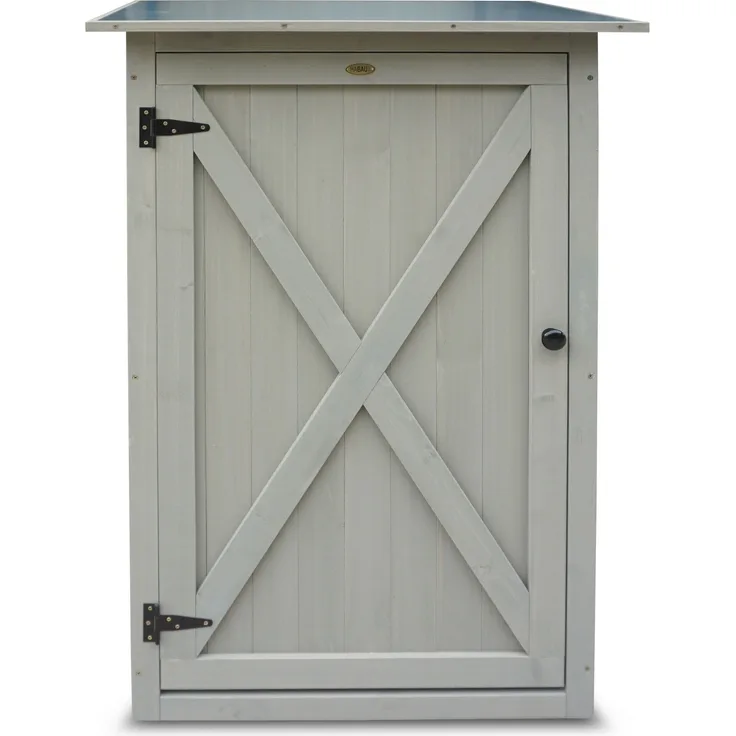 HABAU Gartenschrank "Benno" aus Holz, Grau, 76 x 56 x 117 cm