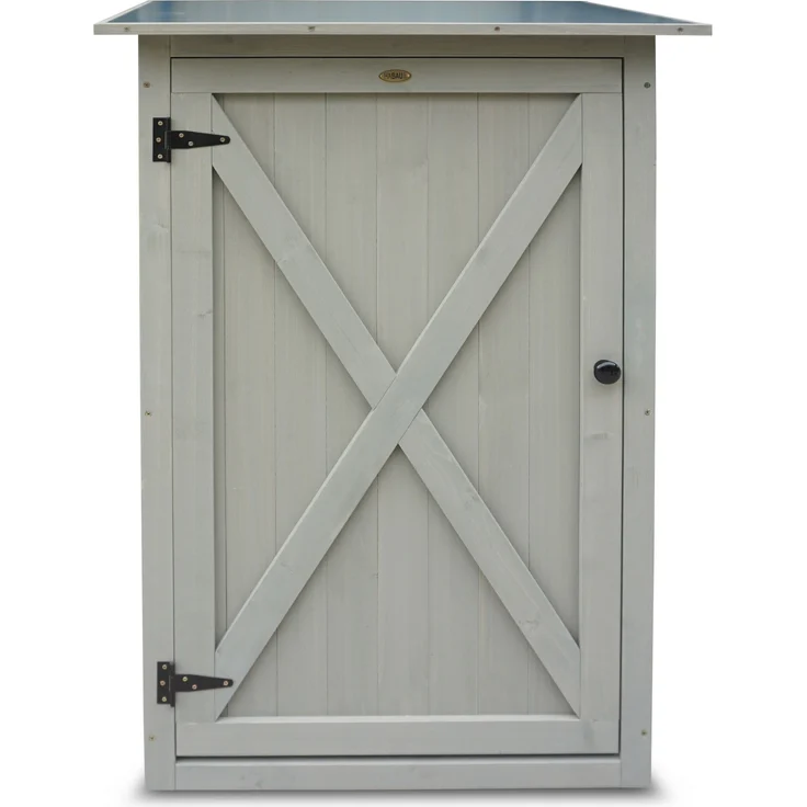 HABAU Gartenschrank "Benno" aus Holz, Grau, 76 x 56 x 117 cm – Bild 1