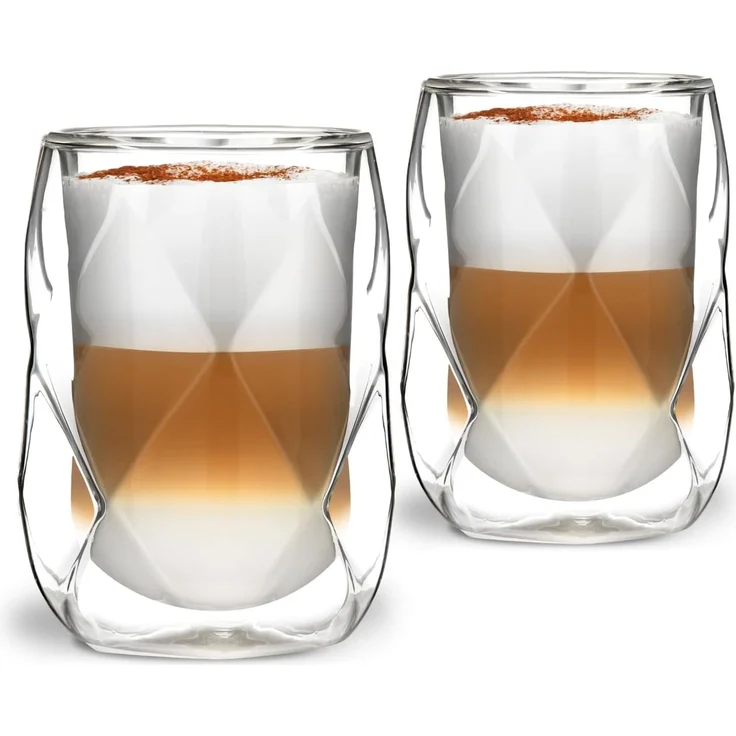 Vialli Design Set aus 2 Gläsern mit doppelter Wand 350 ml Geo