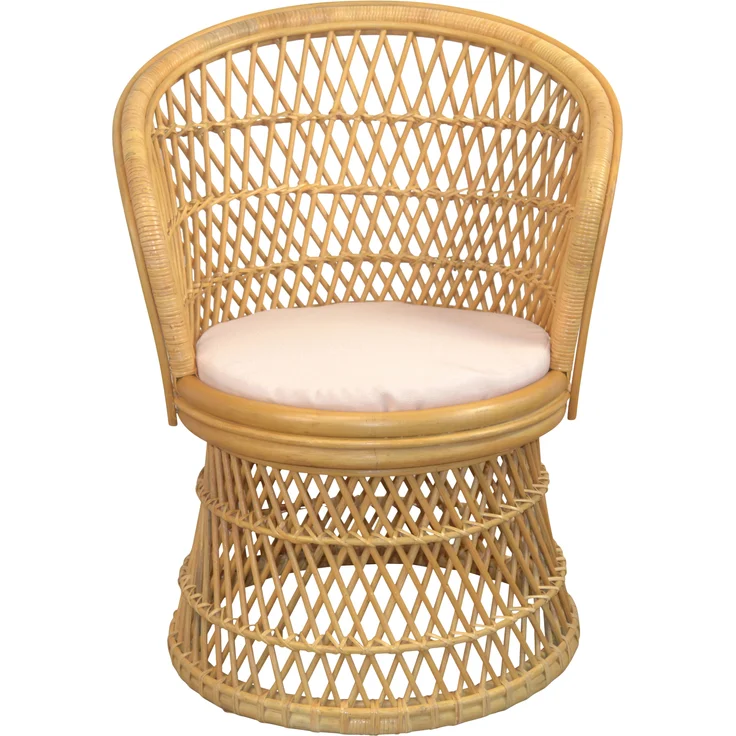 Rattansessel, Thron, Loungesessel aus Rattan handgeflochten, beige, inkl. Kissen – Bild 1