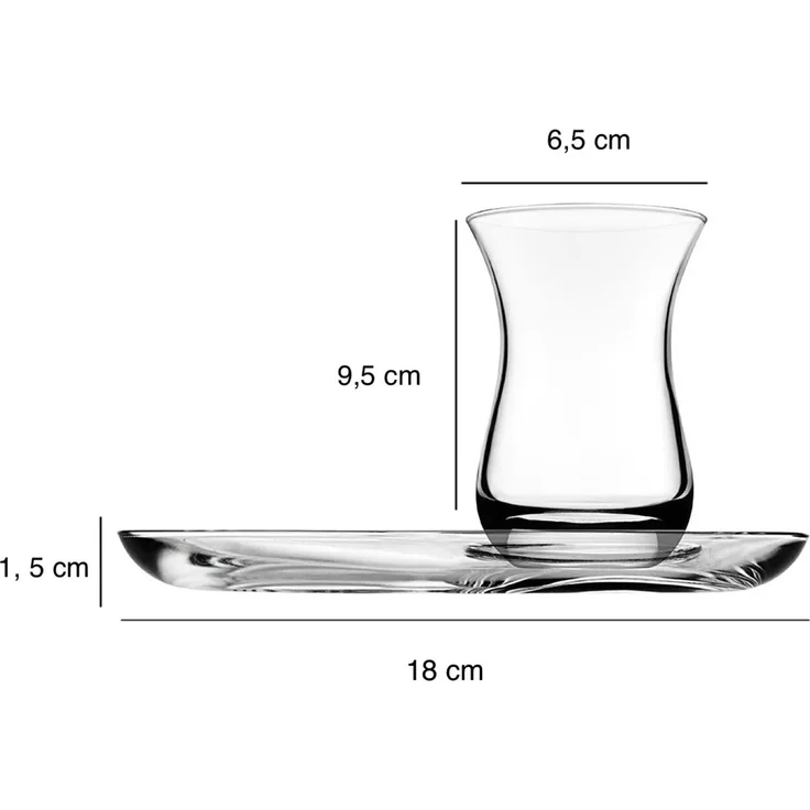 4 Tlg. Aida Teeservice-Set aus Glas 2 Teegläser mit 2 Unterteller transparent – Bild 4