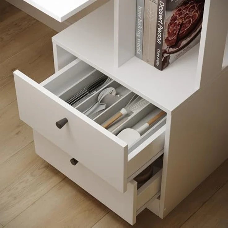 Esstisch Denton Weiß 136 x 55 cm mit 2 Schubladen Vicco – Bild 4