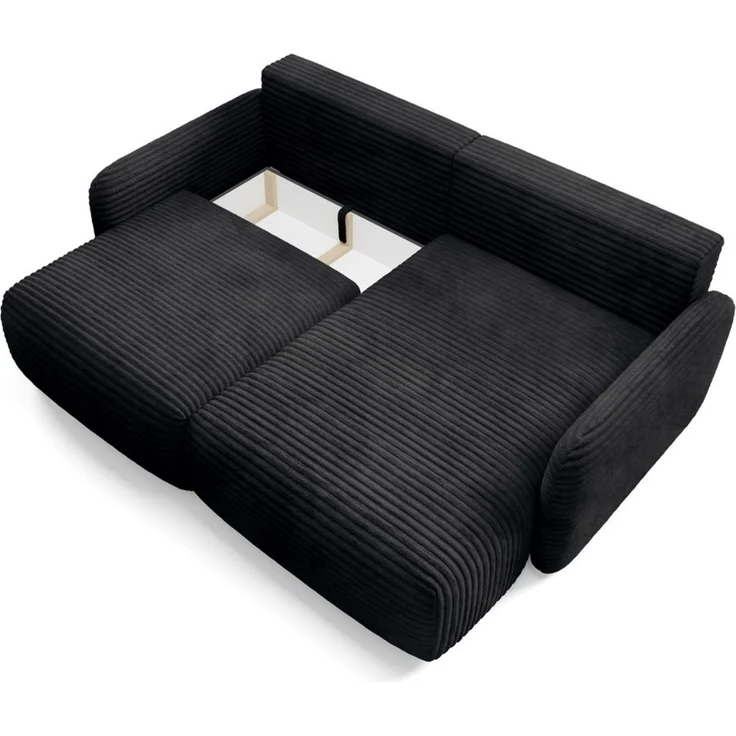 Ecksofa Schlafsofa Sofa SIMONE in Stoff Ambience Schwarz Ottomane Rechts – Bild 4