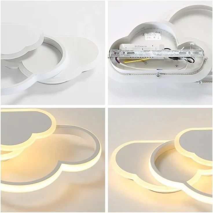 DELIPOP – Moderne 50W weiße LED – Deckenleuchte, dimmbare Wolken – Deckenleuchte mit Fernbedienung für Wohnzimmer/Schlafzimmer/Kinderzimmer – 45x24x6cm – Bild 3