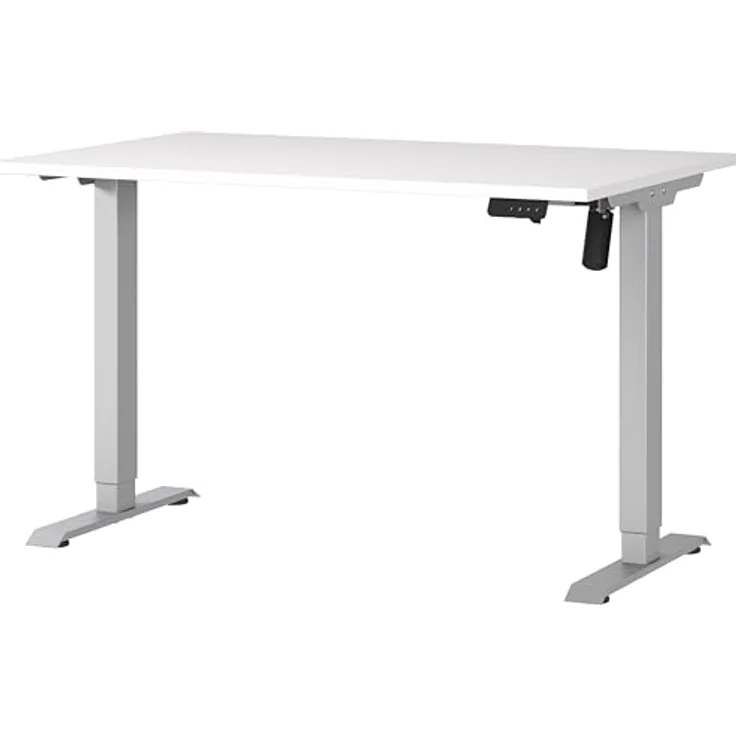 Germania Schreibtisch 8022-639, in Weiß/Silber, elektr. höhenverstellbar, 120 x 119 x 80 cm (BxHxT) – Bild 2