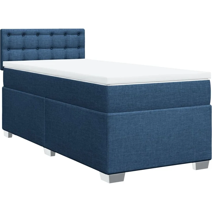 vidaXL Boxspringbett mit Matratze Blau 90x200 cm Stoff 3288091 – Bild 3