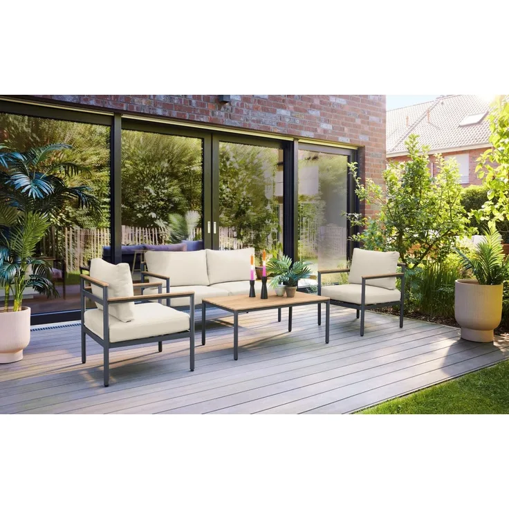 Primaster Gartenmöbel-Set Positano Holz/Alu Lounge Set Gartenmöbel Sitzgruppe