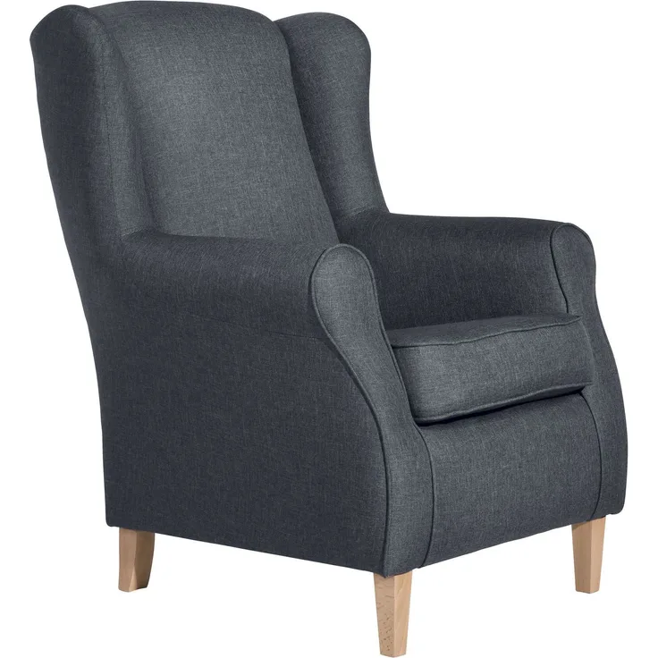 Ohrensessel Karlen Bezug Flachgewebe Buche natur / denim 22011