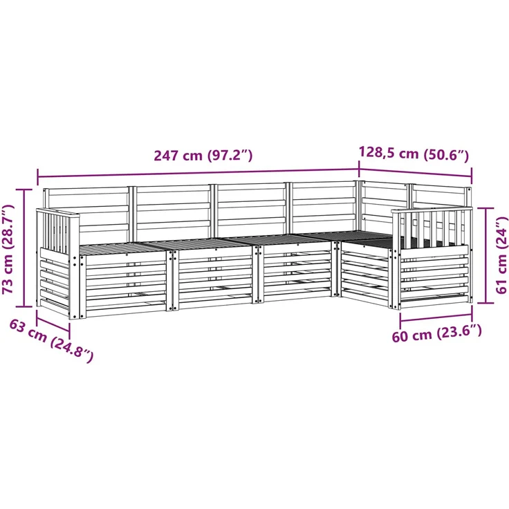 vidaXL Outdoor-Sofagarnitur 5 stk. 5-Sitzer Weiß Massivholz Akazie 3391824 – Bild 7