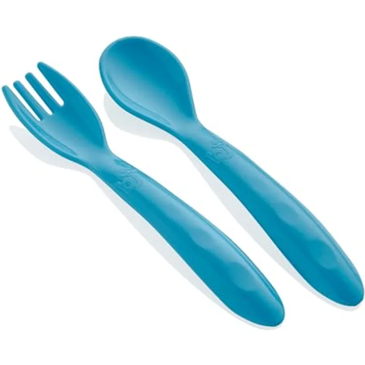 Babyjem Baby Gabellöffel Set Gabel Löffel für Babys Kleinkinder Besteckset, Blau