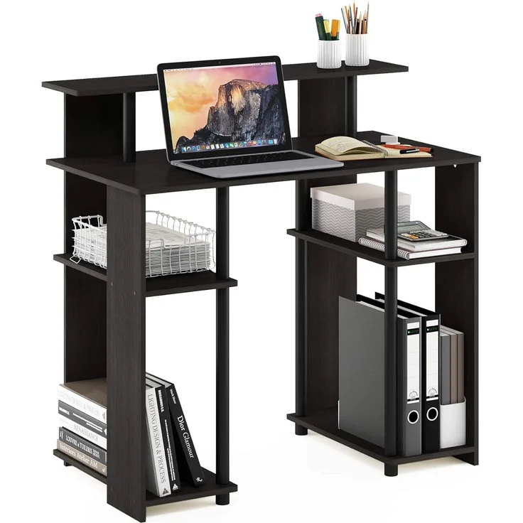 Furinno JAYA Computer-Schreibtisch in schlichtem Design, holz, Nussbaum, 47. 75x47. 75x90. 17 cm