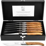 Laguiole Style de Vie Steakmesser LAGUIOLE STEAKMESSER SET "LUXIVIO", Edelstahl, Olivenholz, 6 Messer (6 Stück)