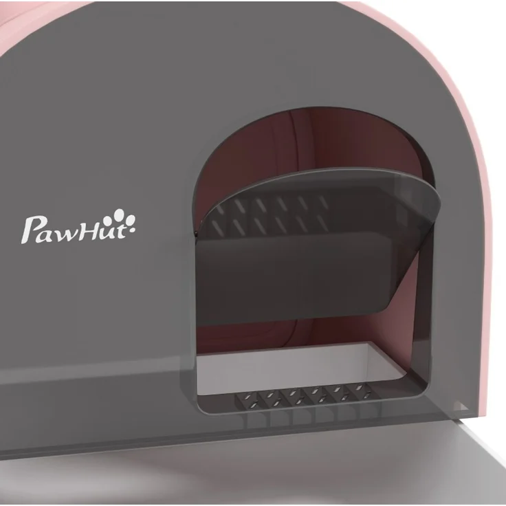 Katzentoilette 43 x 44 x 47 cm mit Deckel, Streufach und Schmutzfangmatte, Rosa – Bild 8