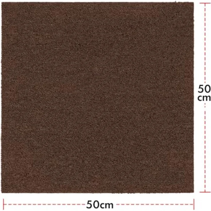 KARAT Teppichfliesen 50x50 cm selbstliegend, 24 Stück Set, 6m² strapazierfähiger Boden Teppich Filzfliesen mit hochwertigem Schlingenflor für Haus & Büro - antistatisch, Dunkelbraun Moskau – Bild 3