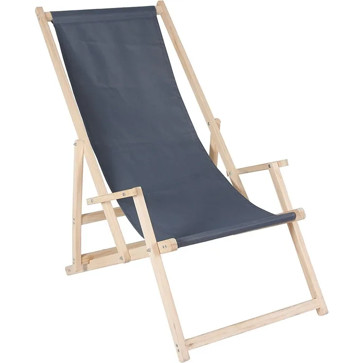 Sonnenliege Armlehne Anthrazit Strand Campingstuhl Holz klappbar Faltsitz Balkon