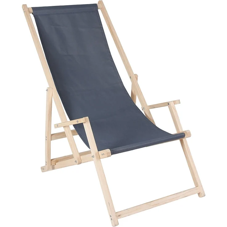 Sonnenliege Armlehne Anthrazit Strand Campingstuhl Holz klappbar Faltsitz Balkon – Bild 1