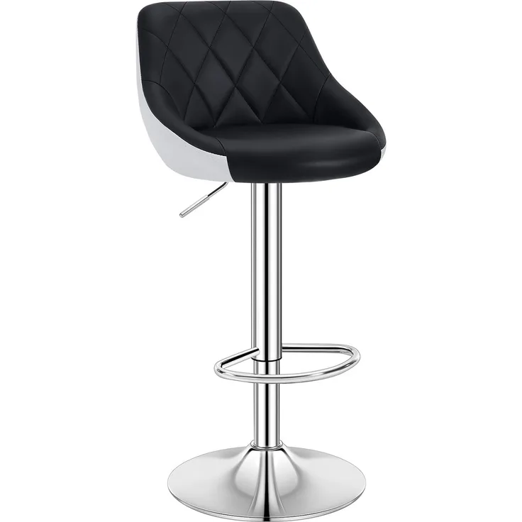 WOLTU® 1x Barhocker Barstuhl Tresenhocker Bistrohocker mit Griff, Design Stuhl, höhenverstellbar, drehbar, Sitzfläche aus Kunstleder, Gestell aus verchromtem Stahl, 2 farbig, Schwarz+Weiß BH30sz-1