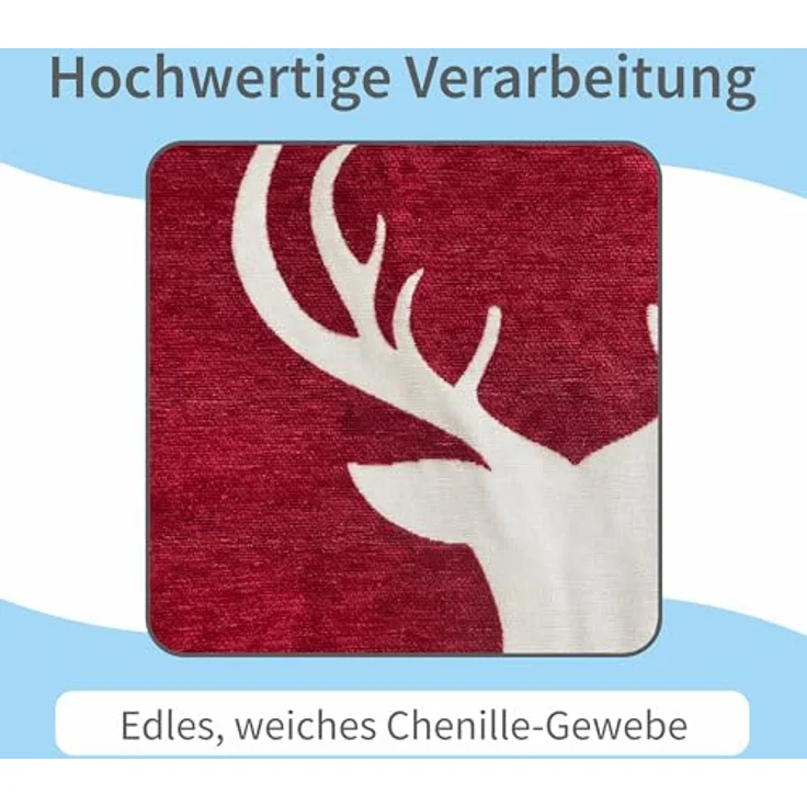 matches21 HOME & HOBBY Kissenbezüge 2er Set Kissenhüllen 45x45 cm dunkelgrau mit Hirsch als Weihnachtsdeko, (2 Stück), Zierkissen-Bezüge für Sofa-Kissen, Couch-Kissen – Bild 6