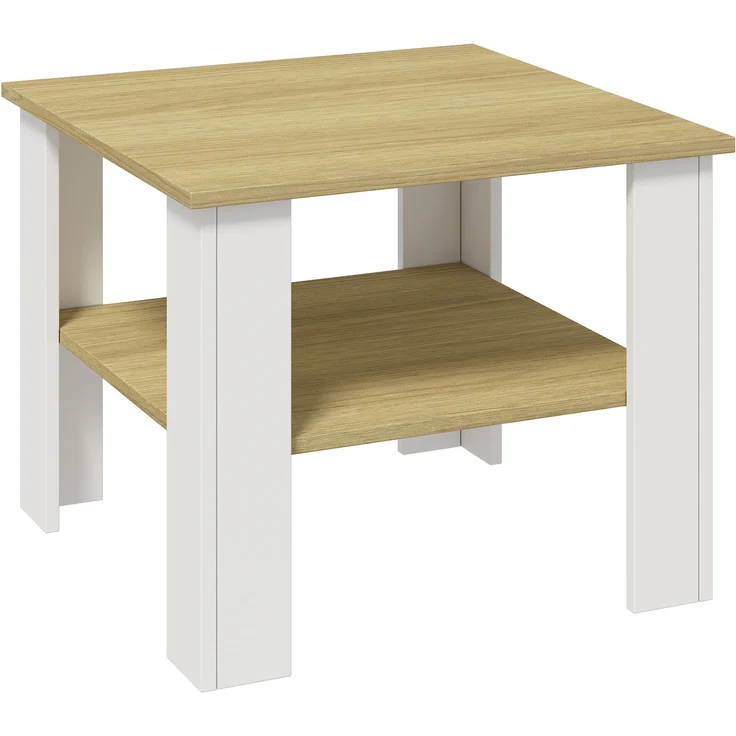VCM Beistelltisch & Couchtisch Rolas 921266 Weiß / Honig-Eiche H. 44 x B. 55 x T. 55 cm – Bild 2