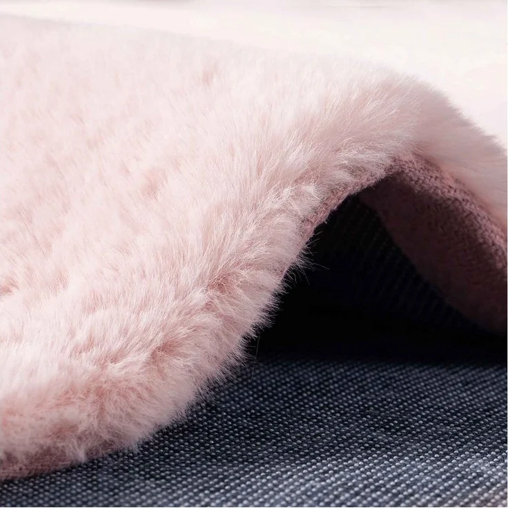 Vimoda Teppich Fellteppich Kunstfell Teppich Imitat in Rose Dicht Flauschig, Rechteckig, Höhe: 30 mm, Einfarbig Läufer soft & weich – Bild 2