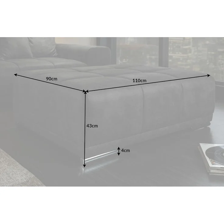 riess-ambiente Fußhocker ELEGANCIA 110cm grau (Einzelartikel, 1 St), Microfaser · mit Ziersteppung · für Sofas · Modern Design – Bild 7