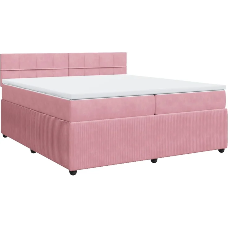 vidaXL Boxspringbett mit Matratze Rosa 200x200 cm Samt 3287835 – Bild 2