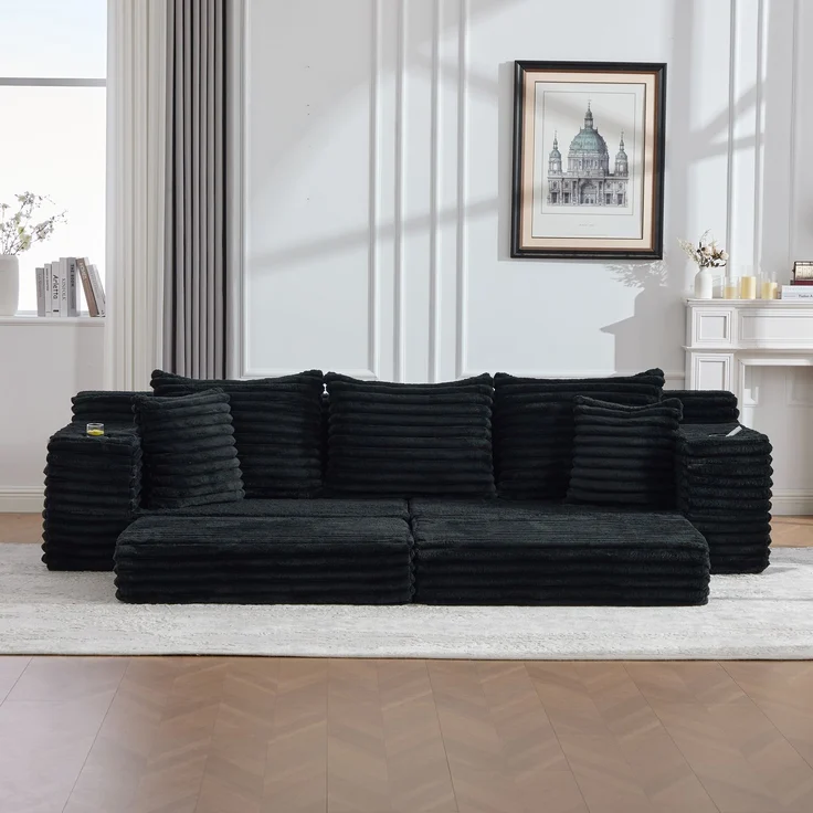 ZUBALIYA Schlafsofa 98x87 cm, mit Stauraum, mit Treppe, mit Leiter, mit Cordbezug, mit Schaumstoffpolsterung, Schwarz - Rot – Bild 11