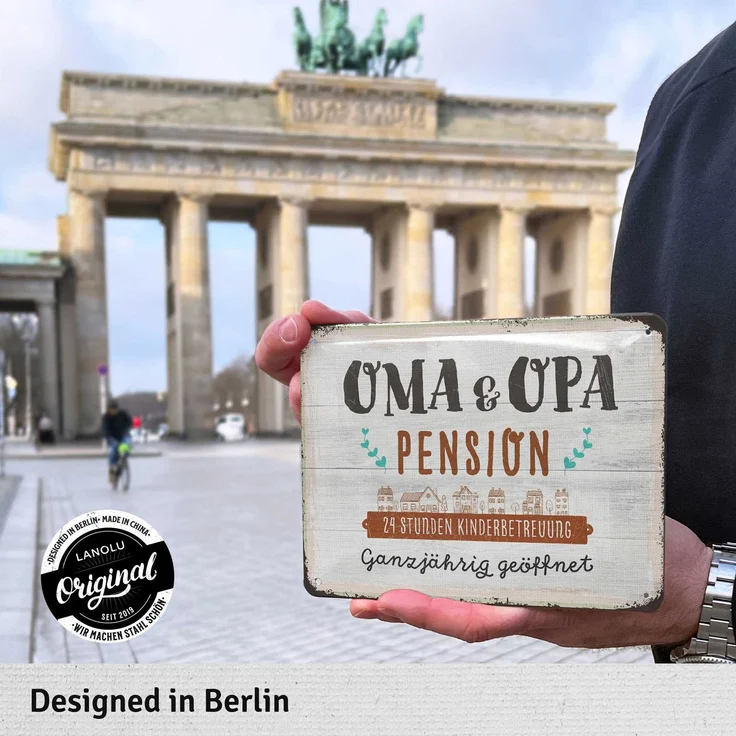 LANOLU Blechschild Oma & Opa Pension - 15x20cm – Metall – Beige – 15165 – Bild 2