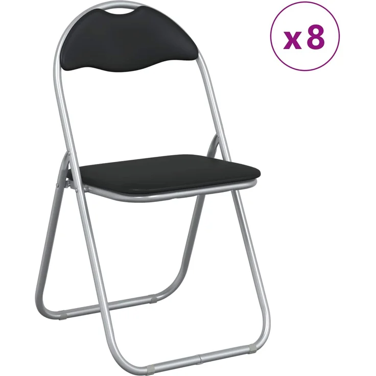 vidaXL Klappstuhl 8 pcs Schwarz und Grau 48 x 43,5 x 81 cm Kunstleder 42029049 – Bild 3
