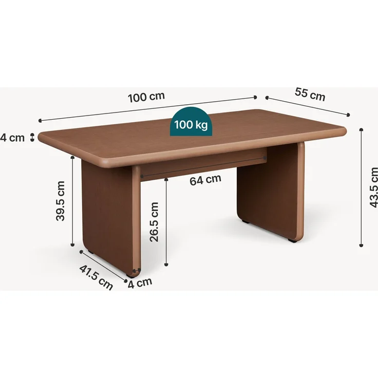 Couchtisch Gäljami 100x55x44 cm Walnussoptik [en. casa] – Bild 5