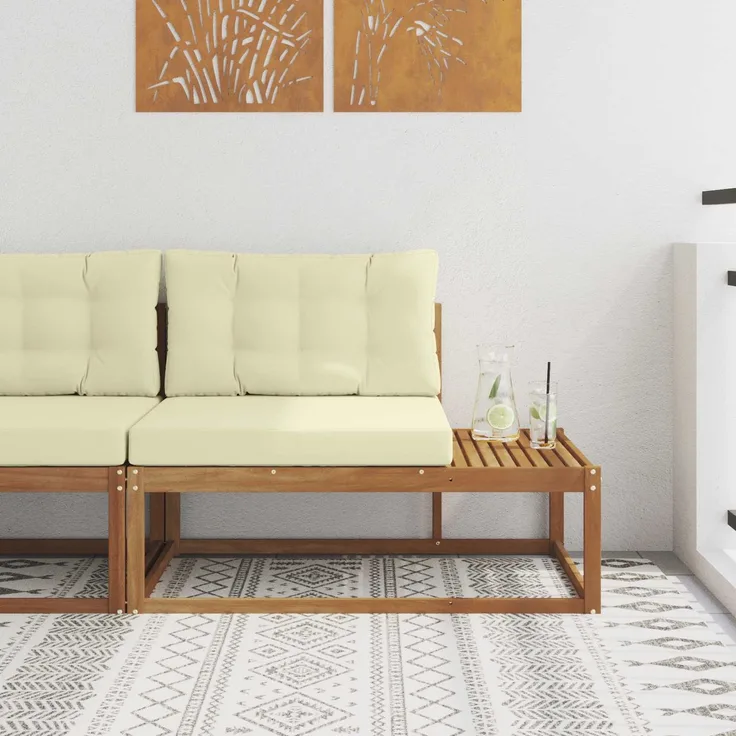 vidaXL Outdoor Endsofa mit Kissen Natur 115 x 83 x 73 cm 900552