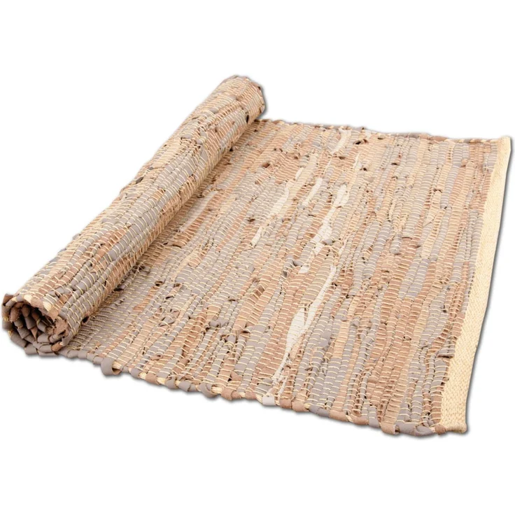 Flickenteppiche Leder 70x180cm beige – Bild 6