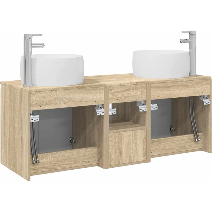 vidaXL Badezimmerschrank-Set 3 stk. Sonoma-Eiche 129 x 44,5 x 80 cm 3405719 – Bild 8
