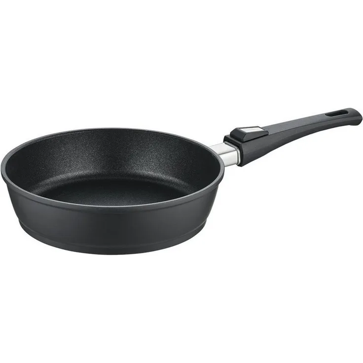 Berndes Schmorpfanne VARIO CLICK, Ø 24 cm, Schwarz, Antihaftbeschichtet, Aluminiumguss, inkl. Kunststoffgriff mit Klicksystem, Induktion