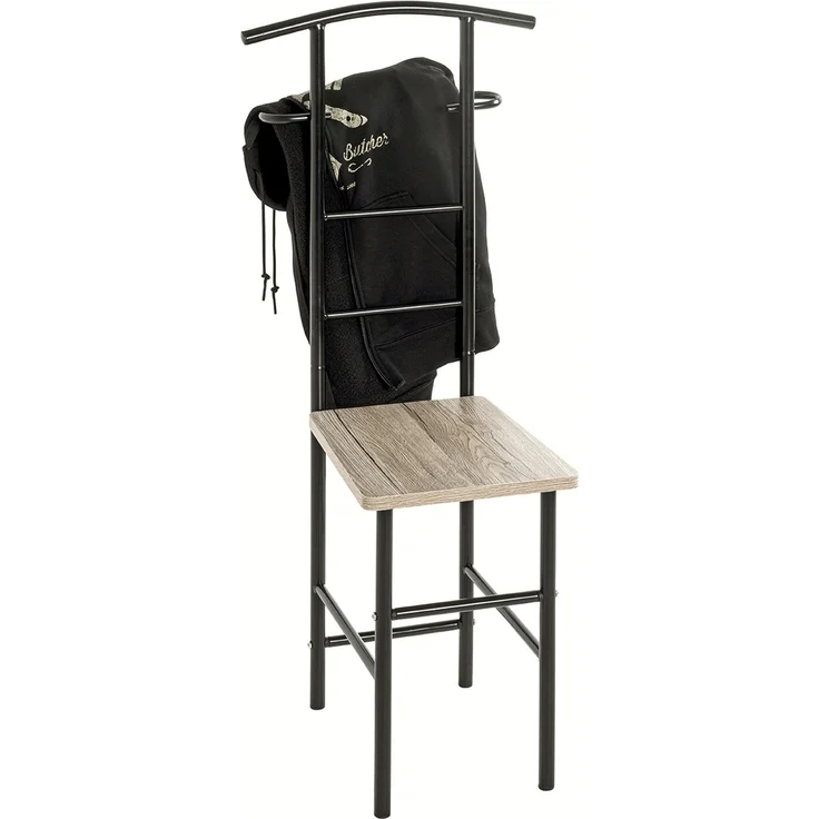 Herrendiener >81550< in eiche San Remo, schwarz, MDF, Metall - 46x109x46 (BxHxT) – Bild 6