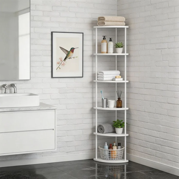 JEOBEST Eckregal Bücherregal mit 6 Ebenen, Aufbewahrungsregal, Pflanzenregal, H: 154cm, Industrial-Design, mit Stahlrahmen – Bild 2