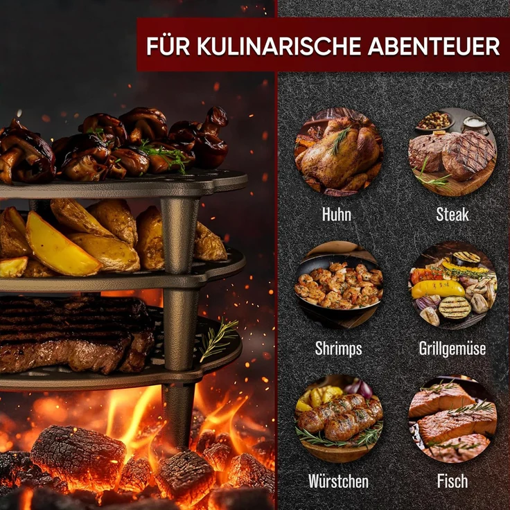 GUSSKÖNIG Stapelrost Gusseisen für Dutch Oven 7L inkl Pflegepaste – Bild 6