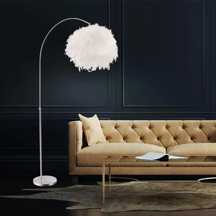 GLOBO LIGHTING Stehlampe, Leuchtmittel nicht inklusive, Bogenleuchte mit Federn Stehlampe Wohnzimmerleuchte Stehleuchte – Bild 7