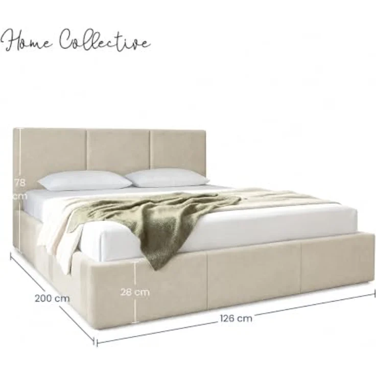 Home Collective Polsterbett Doppelbett mit Lattenrost, Stauraum und flexiblem Härtegrad, Beige, mehrere Größen (120x200, 140x200, 160x200, 180x200) – Bild 2