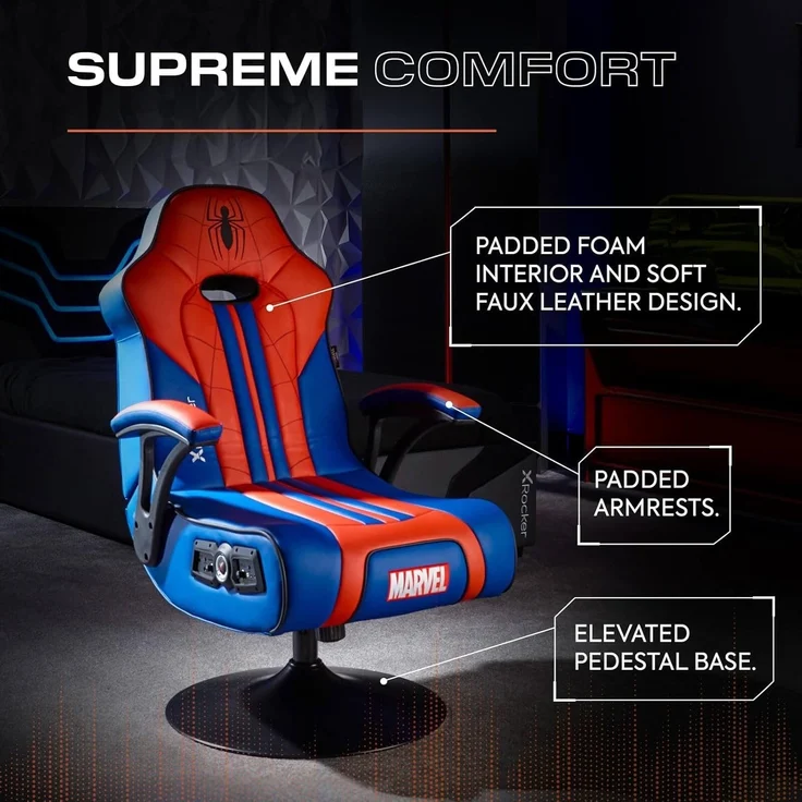 X Rocker Marvel™ Elite 2.1 Gaming-Sessel im Spider-Man Design - blau/rot für Jugendliche mit – Bild 7