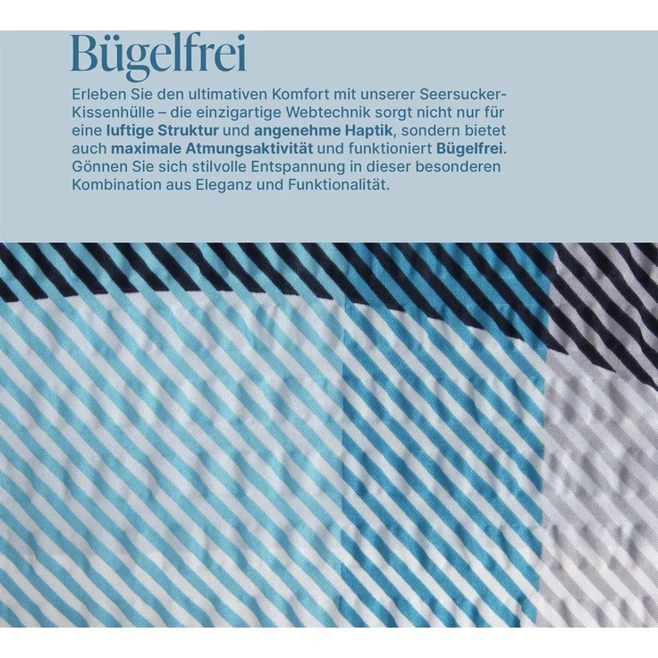 Seersucker - Kissenbezug 40x80cm - 2er Pack Streifen – Bild 7