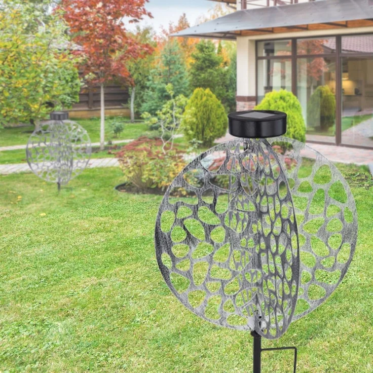 Solarleuchte Garten 2er Set Scheibe 30cm Solarlampe Außen Außenleuchte Solar – Bild 6