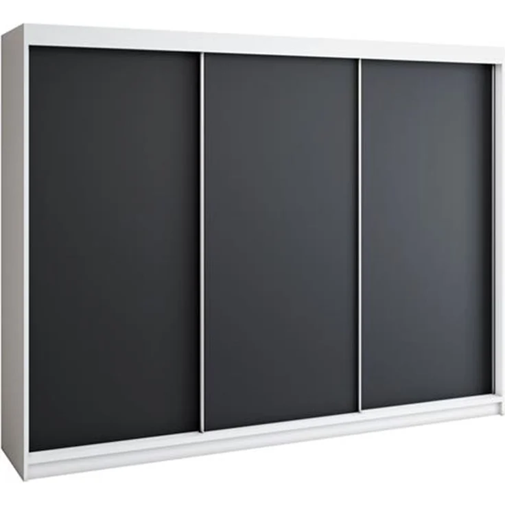 Schwebetürenschrank MERO 3-türig Schrank 200 cm Farbe: Weiß , schwarz – Bild 1